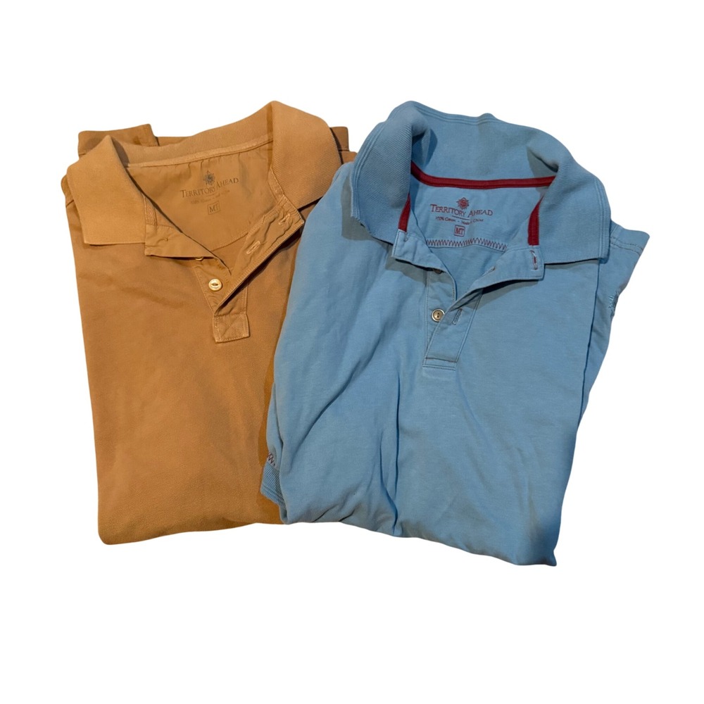 Territory Ahead Bundle (2) Two Polo Shirt Mens Med Tall Brown 100% Cotton Preppy